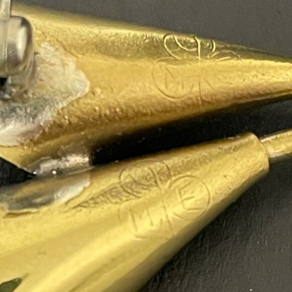 Stuart Nye Calla Lily Brooch Pin Gold Brass Toned Metal Vintage Marked - Picture 3 of 4